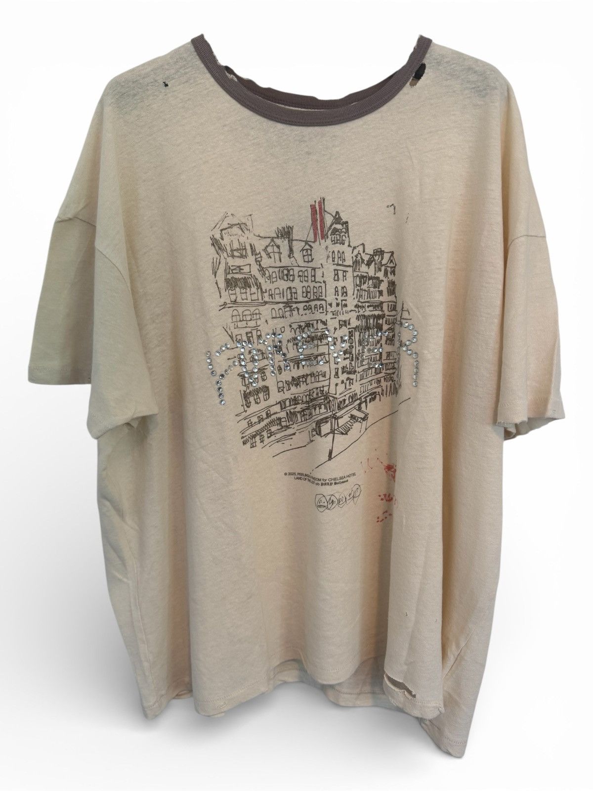 Paly Hollywood Chelsea Hotel Ringer T Shirt sz L