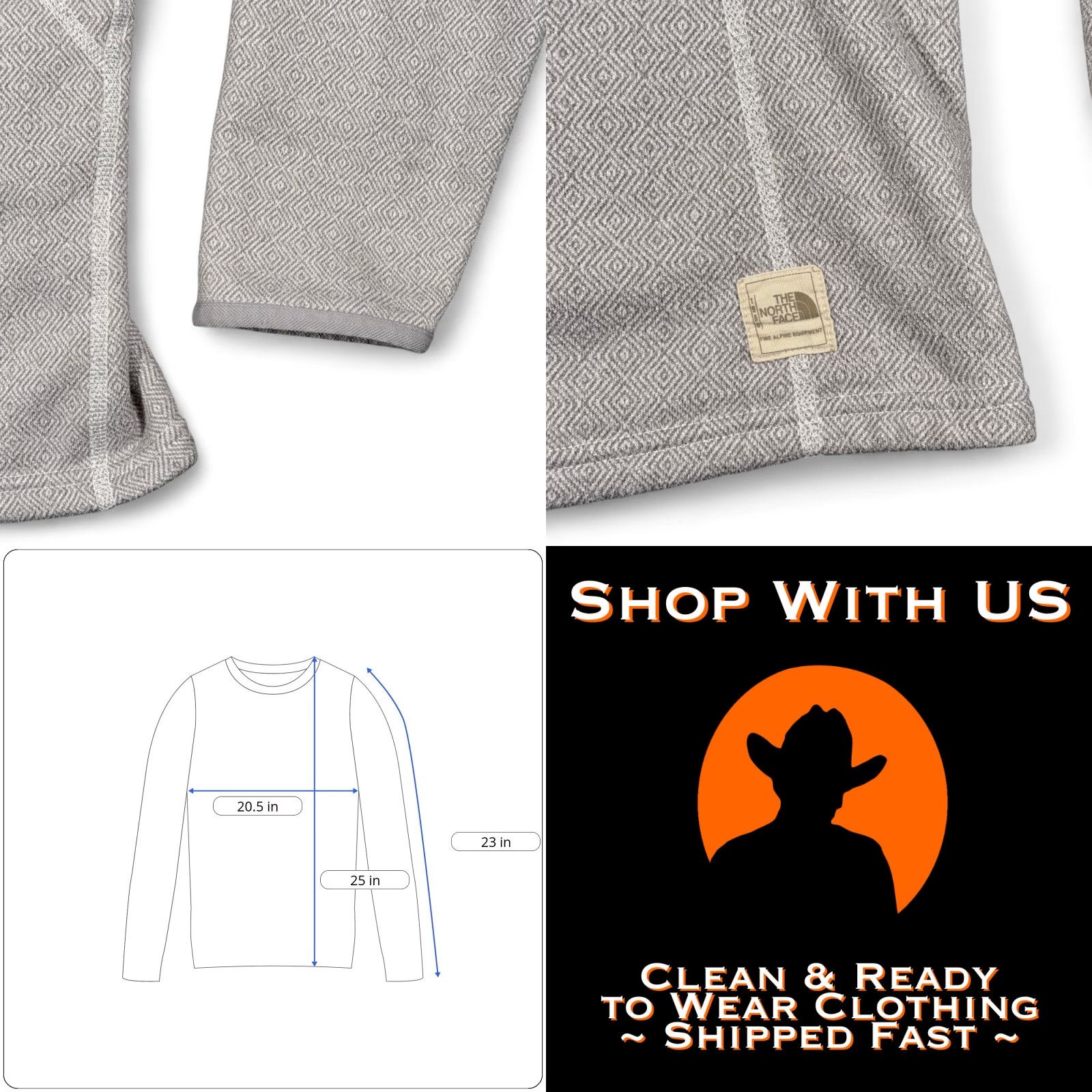 The North Face The North Face Sweater Womens LARGE Gray Fleece Geometric Shawl Pullover Size L / US 10 / IT 46 - 8 Thumbnail