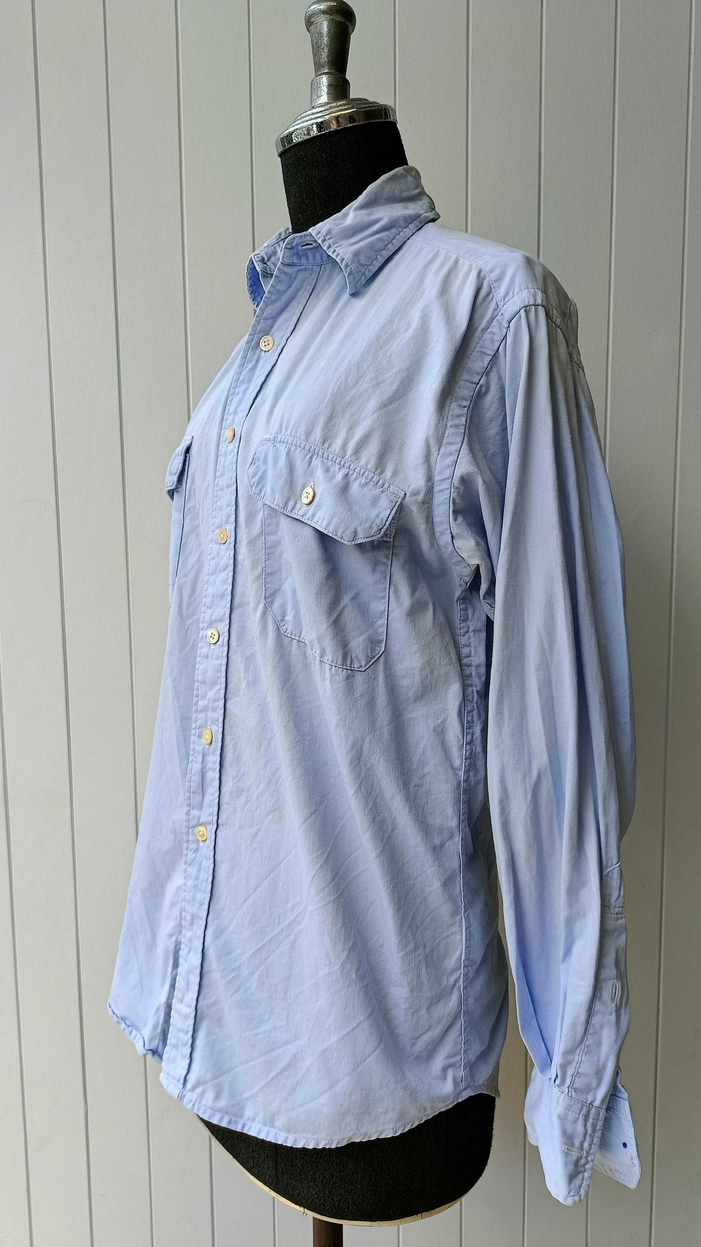 45rpm 45RPM NMD studio by R 90's solid blue stains shirt Size US S / EU 44-46 / 1 - 5 Thumbnail
