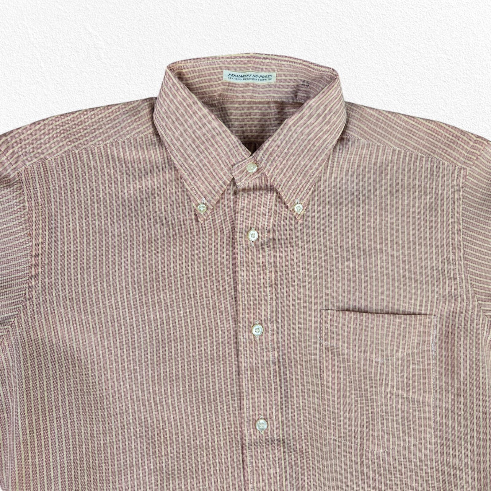 Vintage 60s Red Striped Retro Workwear Button Down Size Medium Size US M / EU 48-50 / 2 - 3 Thumbnail