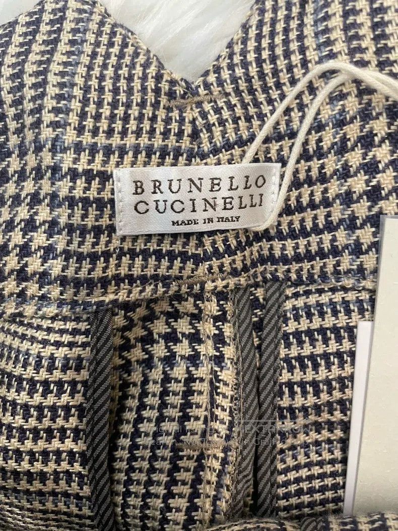 Other Brunello Cucinelli Houndstooth Linen Long Pants Size 26" / US 2 / IT 38 - 3 Thumbnail