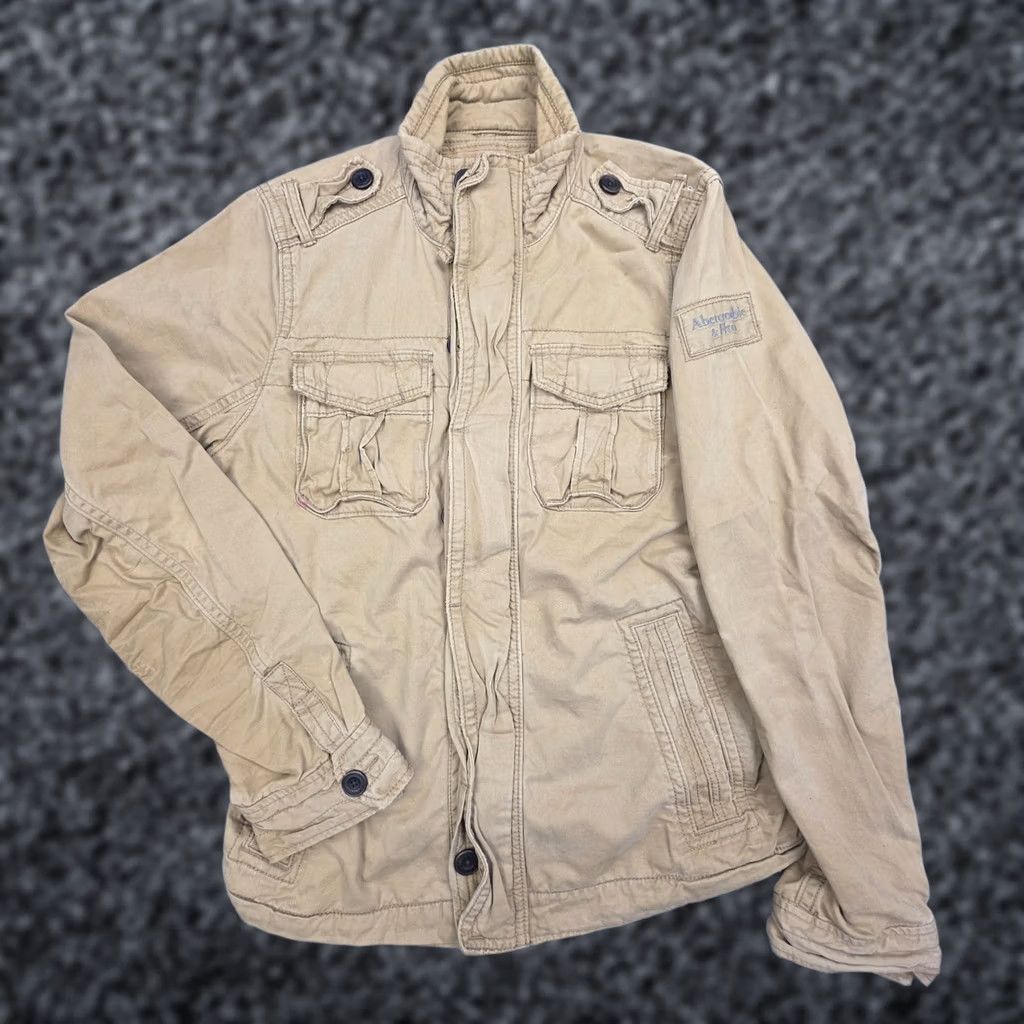 Abercrombie & Fitch Abercrombie & Fitch Military Jacket Men XL Beige Brown Canvas Pocketed Lined Cardigan? (Note: This line is unclear; please confirm style) Size US XL / EU 56 / 4 - 1 Thumbnail