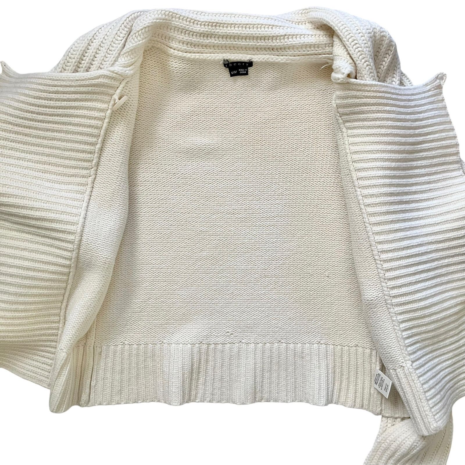 Theory Theory Ivory White Carolyn Cardigan Sweater & Attached Scarf Size M / US 6-8 / IT 42-44 - 7 Thumbnail