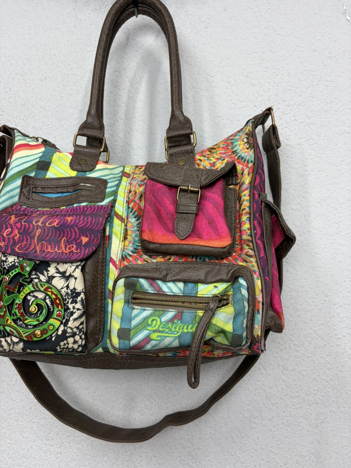 KMRii Desigual Patchwork Messenger Bag Y2K Boho Hippie Festival Size ONE SIZE - 3 Thumbnail