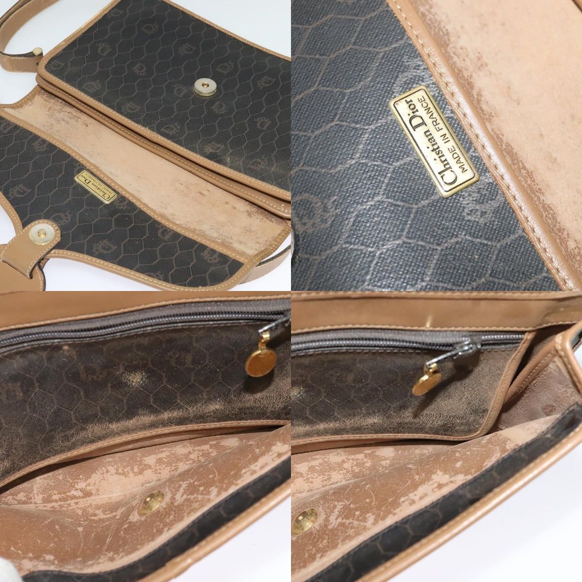 Dior DIOR Honeycomb Canvas Shoulder Bag Pvc Brown Gold Size ONE SIZE - 11 Thumbnail