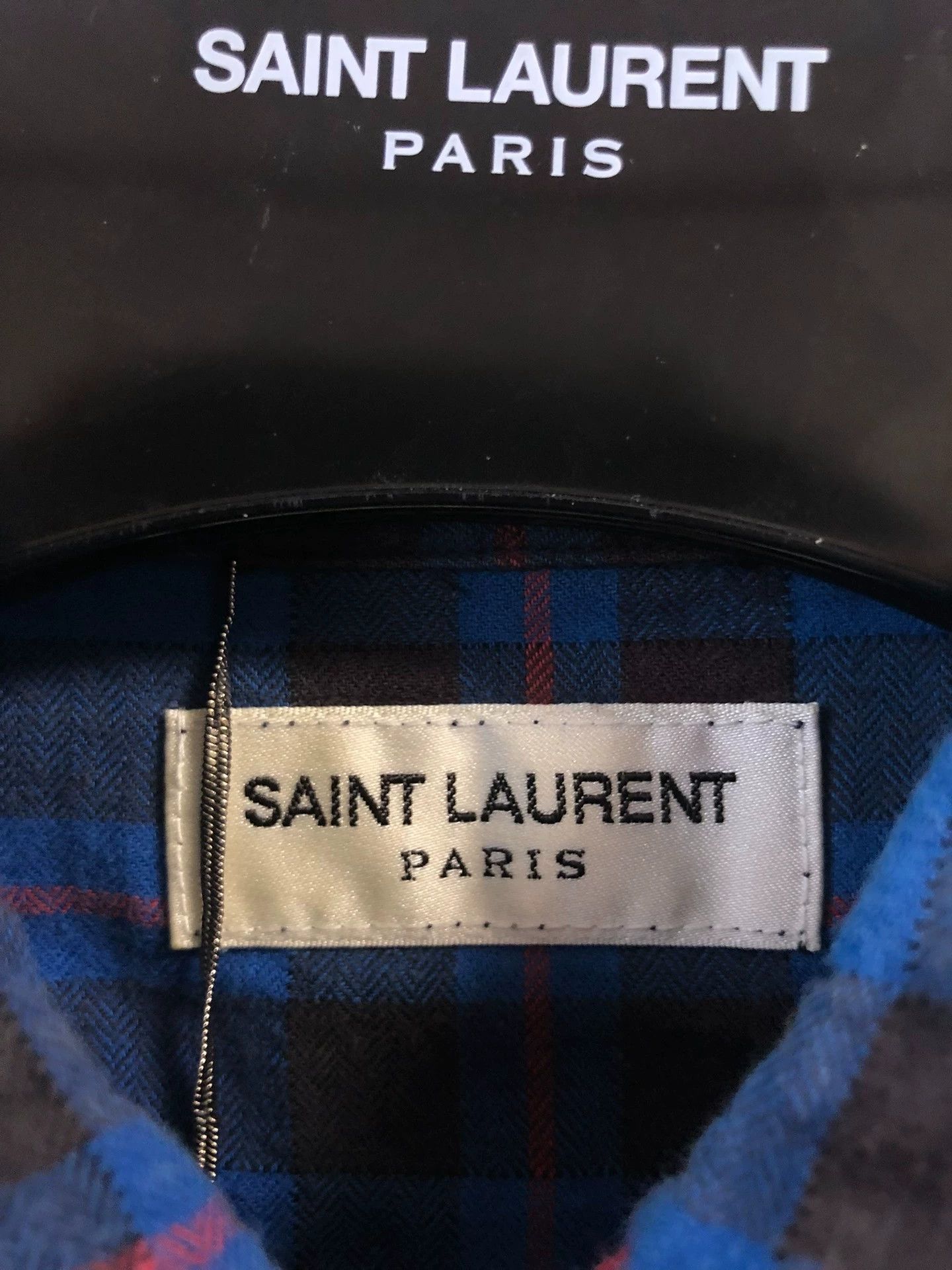 Saint Laurent Paris Saint Laurent runway blue plaid shirt, distressed hem. Size US XS / EU 42 / 0 - 7 Thumbnail