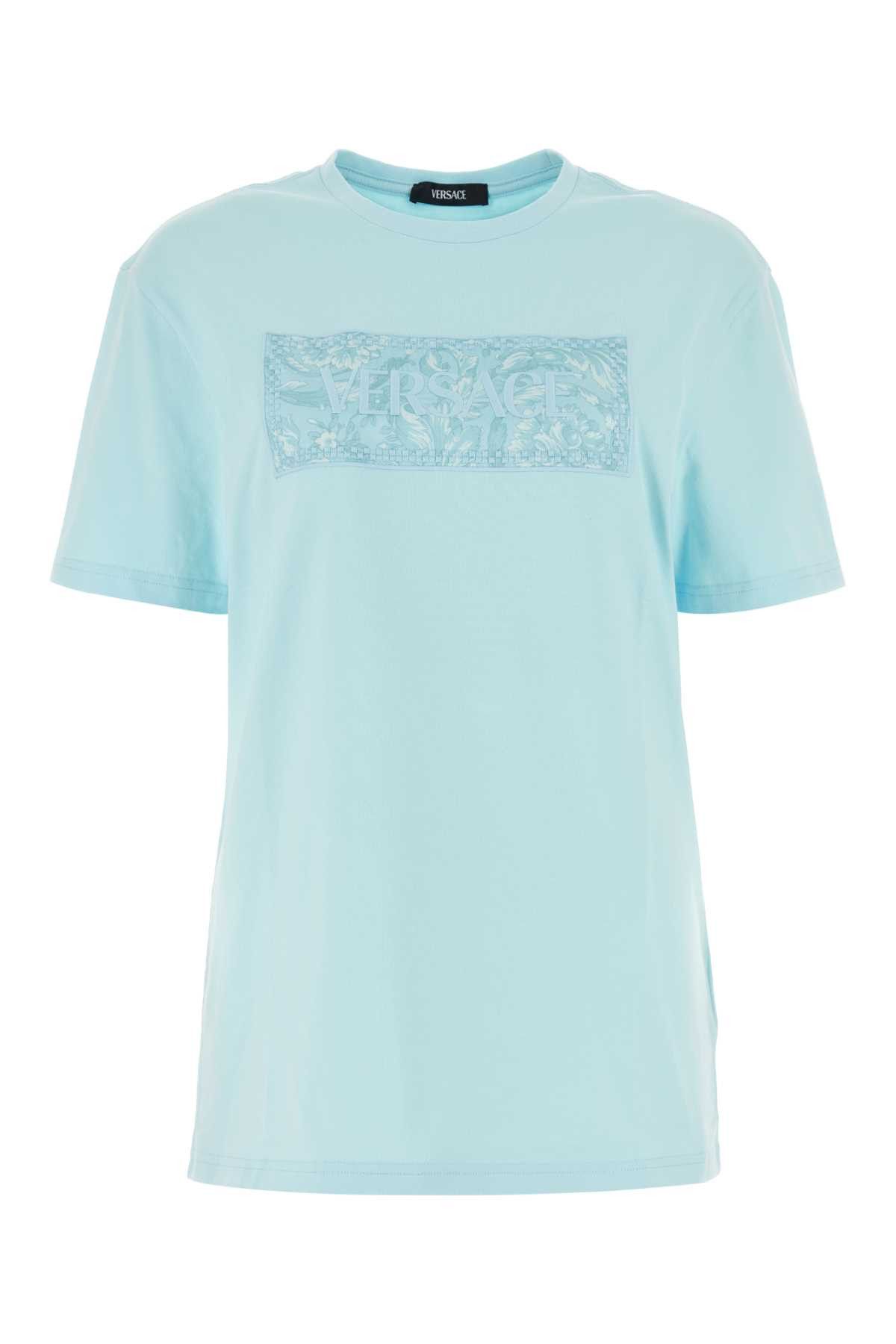 image of Versace Light Blue Cotton T-Shirt, Women's (Size Small)
