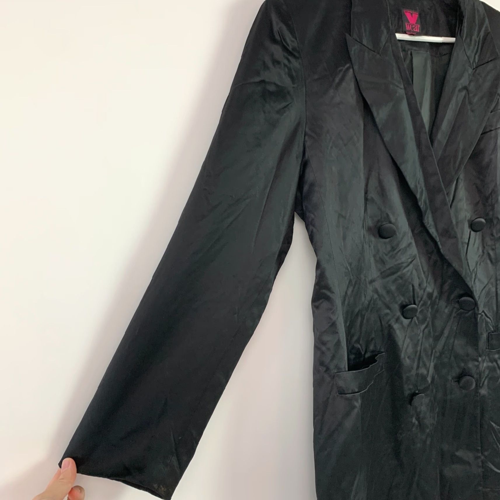 Doublet VINTAGE Virginia Slims Blazer Wool Silk Black V Wear Double Breasted Womens Large Silk 100% Tailored 1990s Size L / US 10 / IT 46 - 2 Thumbnail