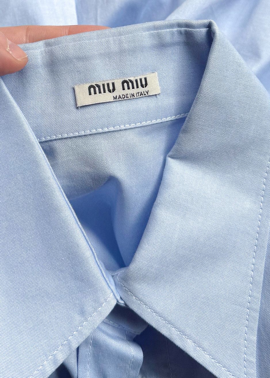 Miu Miu Miu Miu 2018 Blue Chambray Black Cat Embroidered Shirt Size XS / US 0-2 / IT 36-38 - 7 Thumbnail