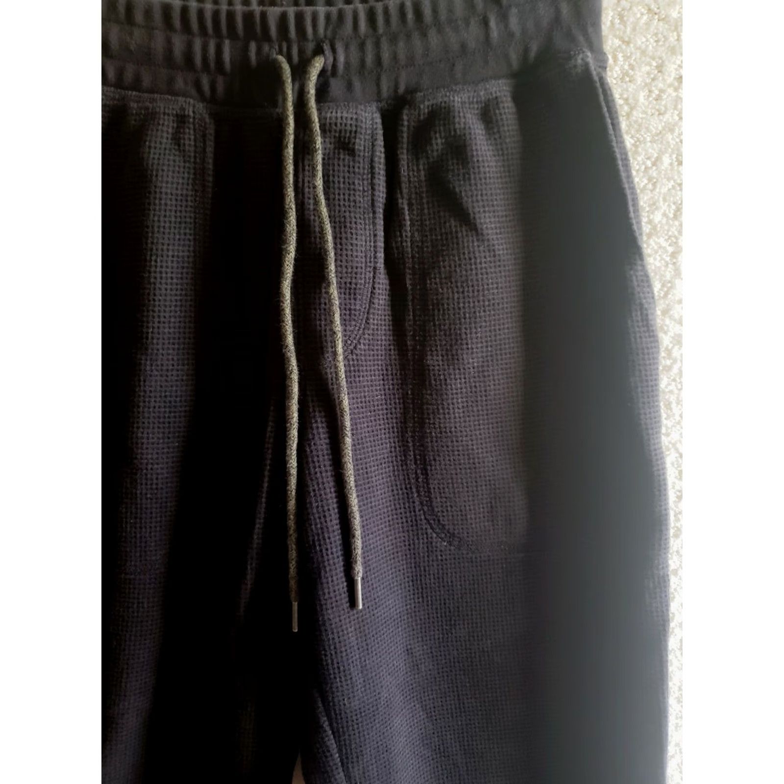 Lands' End Lands' End Waffle Knit Jogger Pants Men's S BLACK Casual Comfort Drawstring Pockets Tapered Size US 29 - 4 Thumbnail