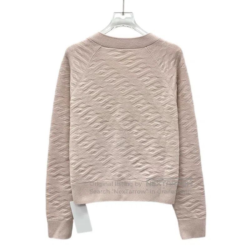 Hermes Hermes Light pink logo jacquard full print wool V-neck sin Size XS / US 0-2 / IT 36-38 - 2 Thumbnail