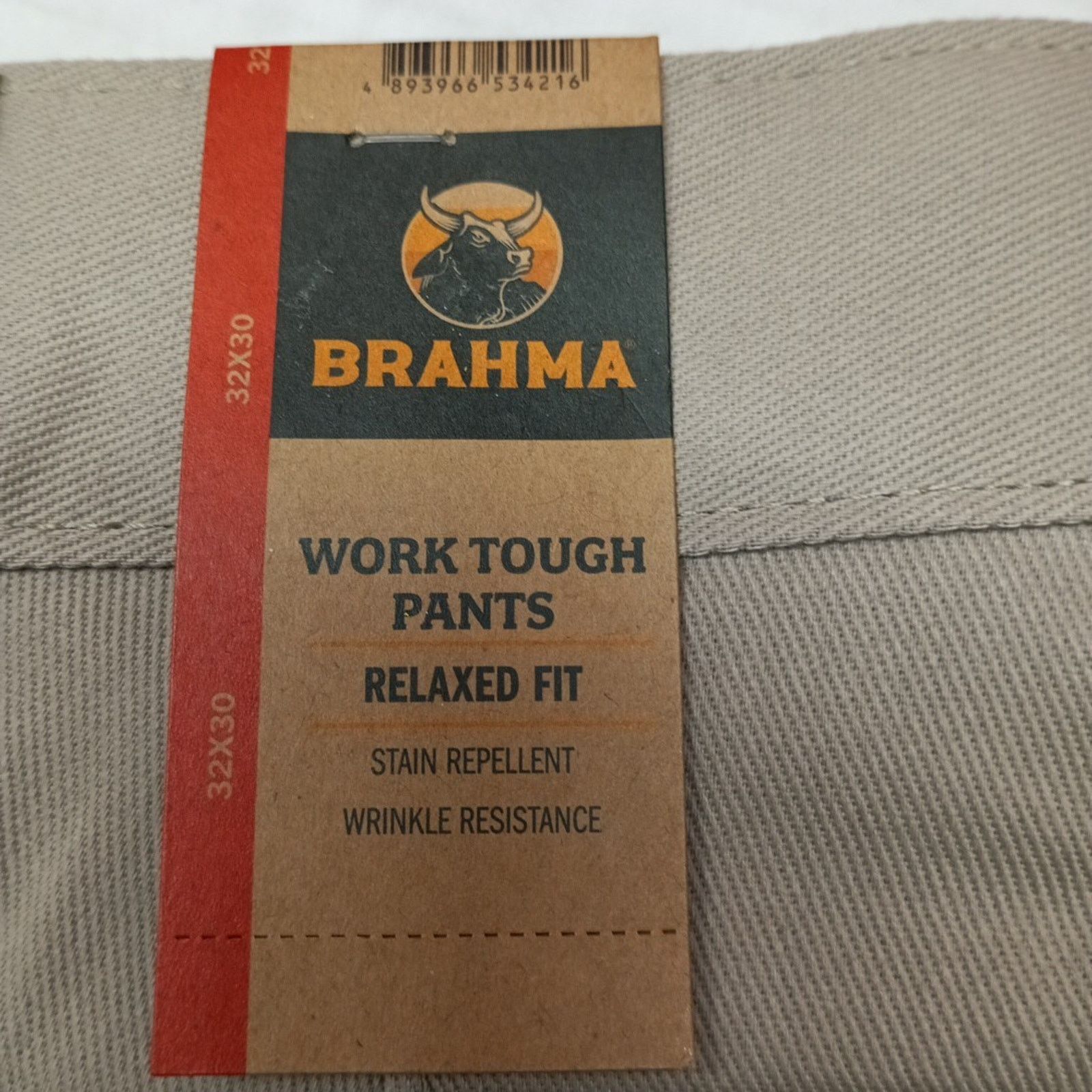 Other Brahma Men's Work Tough Pants Size 32x30 Sandy Taupe Relaxed Size US 32 / EU 48 - 2 Thumbnail