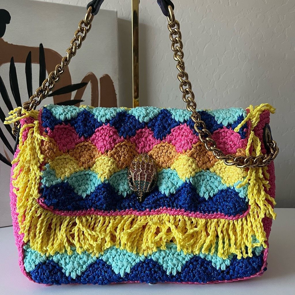 Kurt Geiger Kurt Geiger Kensington Rainbow Multicolor Crochet Knit Fring Size ONE SIZE - 2 Thumbnail