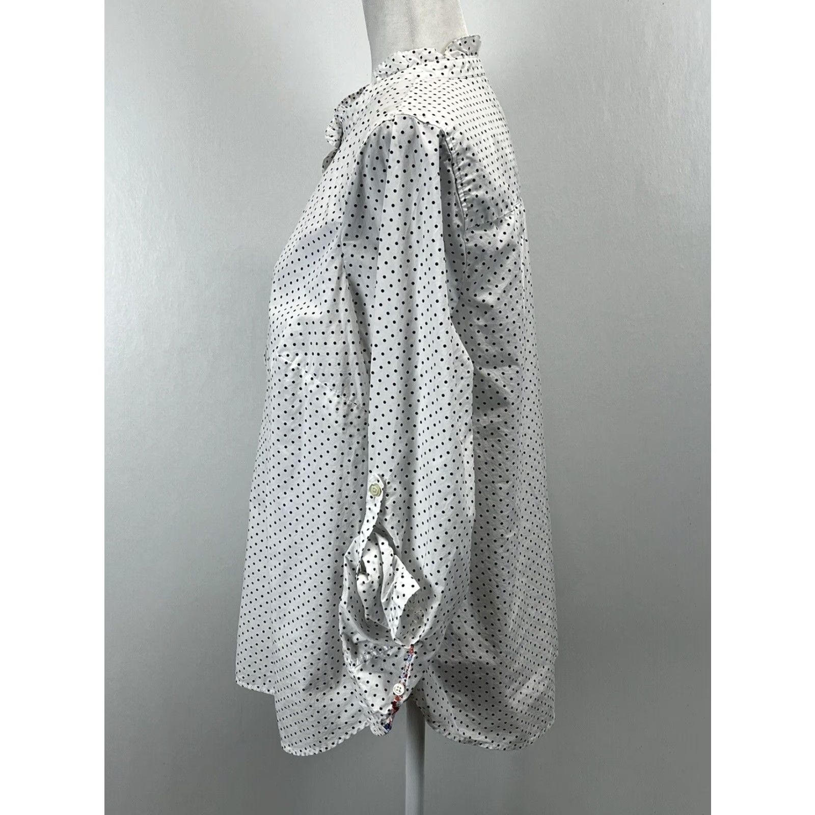 Talbots VINTAGE Talbots Polka Dot Tunic Blouse Shirt 1XP Plus Petite Cotton Women Roll Tab Long Sleeve White & Navy Mens? Women? Wait. Size XL / US 12-14 / IT 48-50 - 2 Thumbnail