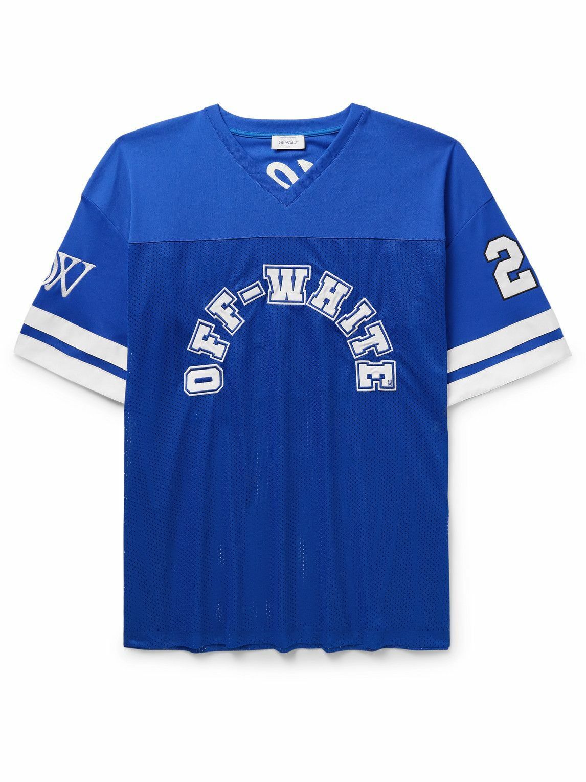 Off-White o1y0325 Logo V-neck T-Shirt in Blue Size US L / EU 52-54 / 3 - 1 Thumbnail
