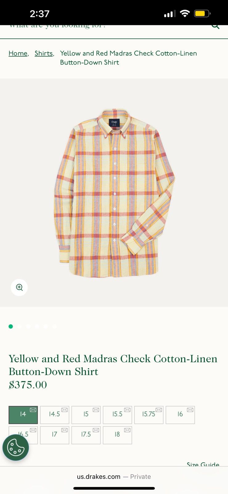 Drake's Drake’s Madras Cotton-Linen Button Down Shirt Size US L / EU 52-54 / 3 - 9 Thumbnail