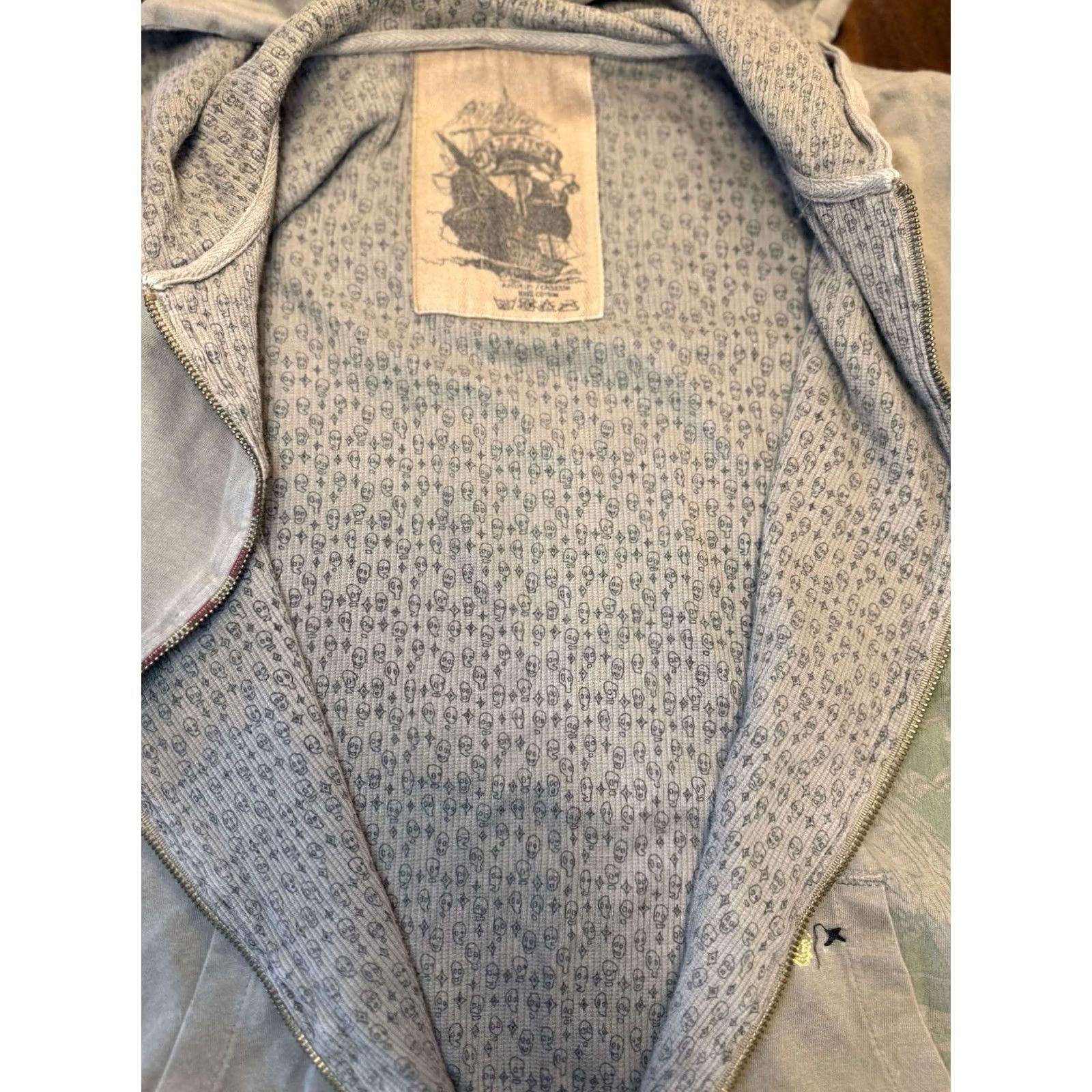 Quiksilver VINTAGE Quiksilver Jacket Full Zip Hooded Green Skull Pirate Ship Mens L Size US L / EU 52-54 / 3 - 7 Thumbnail