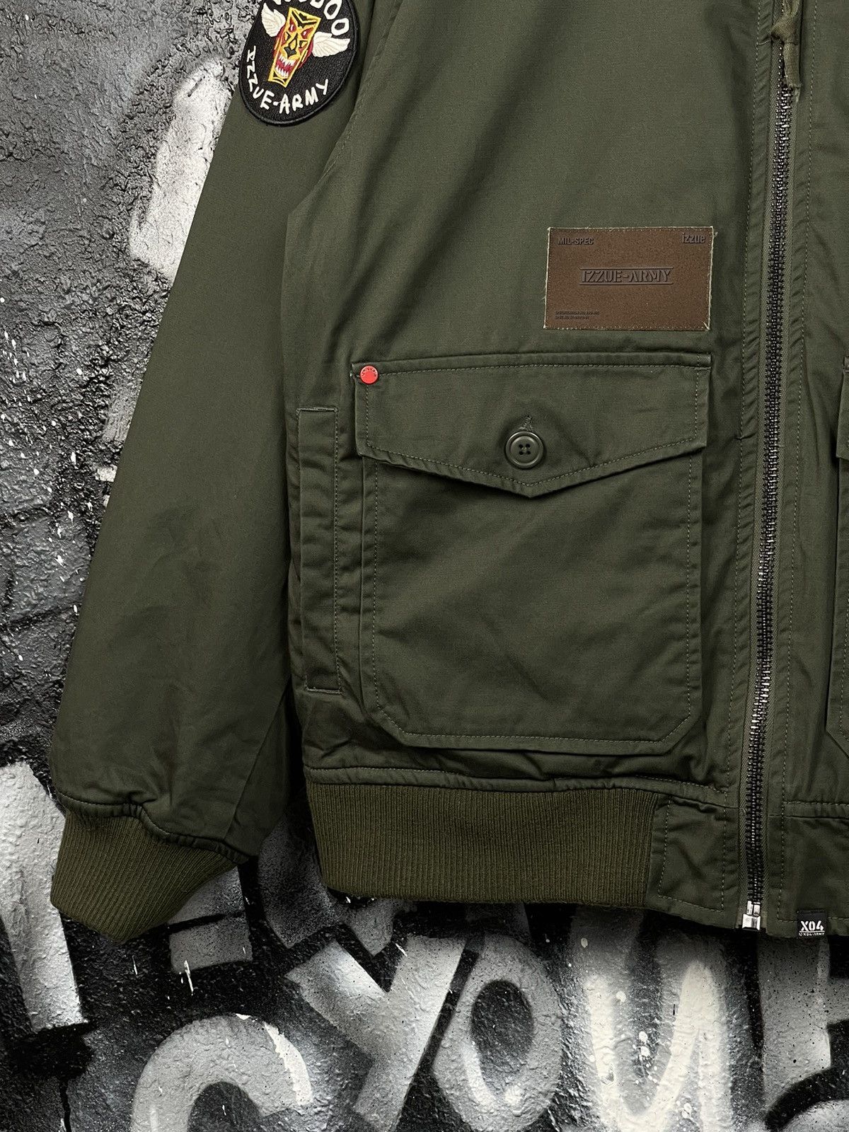 izzue Izzue X04 Army Patched Aviator Bomber Jacket Men’s Size L Size US L / EU 52-54 / 3 - 6 Thumbnail