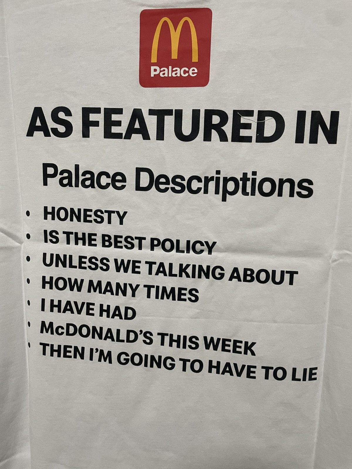 Palace New Palace McDonald’s Description T Shirt White Tee Size US M / EU 48-50 / 2 - 5 Thumbnail