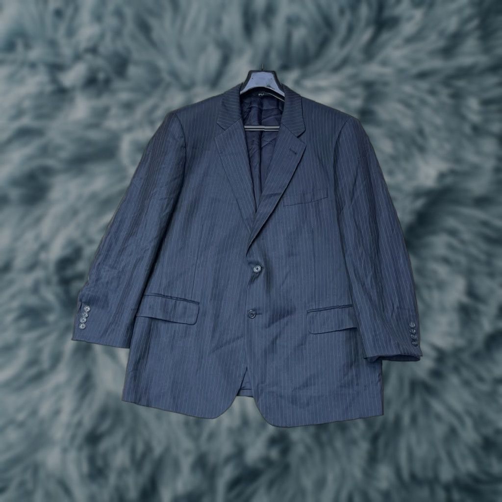 Joseph Abboud Joseph Abboud Mens Blazer 46R Navy Blue Wool Plaid Two Button Sport Size 46R - 1 Thumbnail