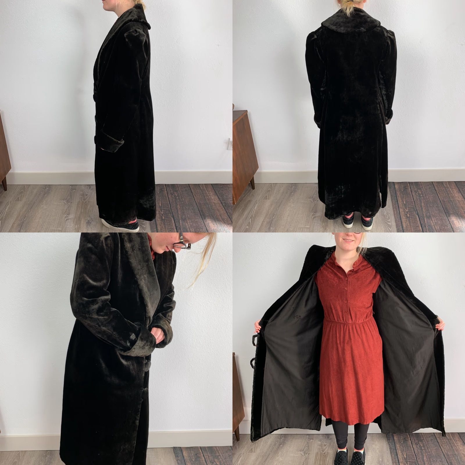 Vintage VINTAGE Marshall Field's Coat Chicago 1920s Black Velvet Overcoat S/M Velvet Coat 1920s Mens Womens Size S / US 4 / IT 40 - 8 Thumbnail