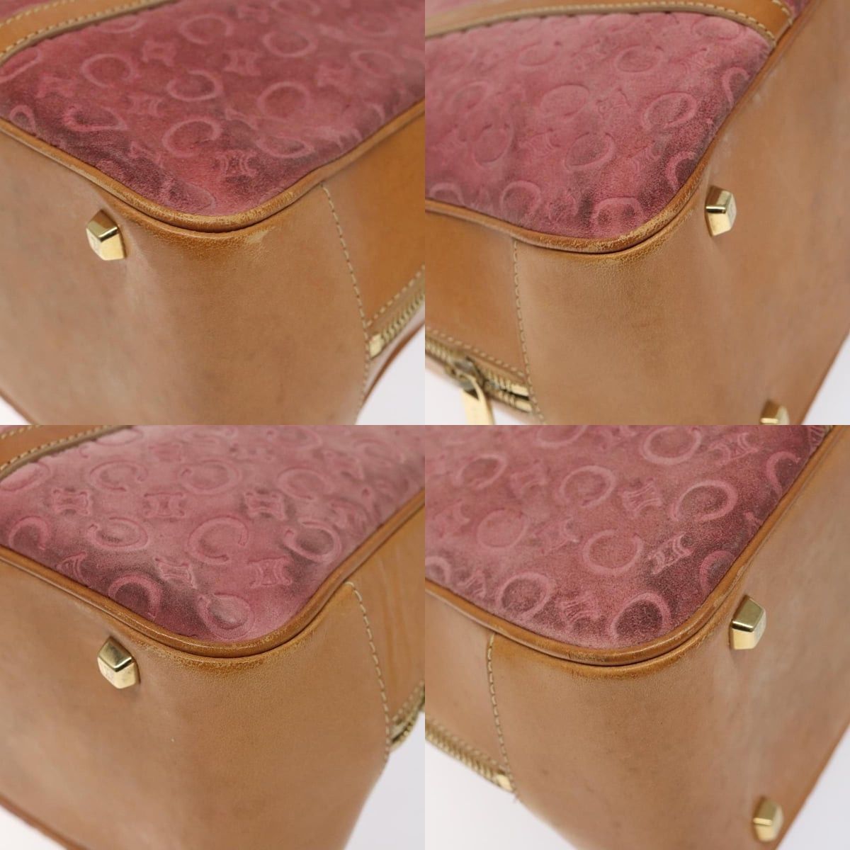 Celine CELINE C Macadam Canvas Hand Bag Suede Pink Gold Size ONE SIZE - 10 Thumbnail
