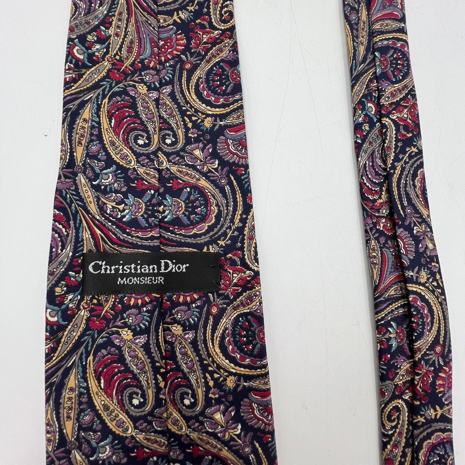 Dior Christian Dior Monsieur Paisley Tie Burgundy Red Blue Size ONE SIZE - 3 Thumbnail