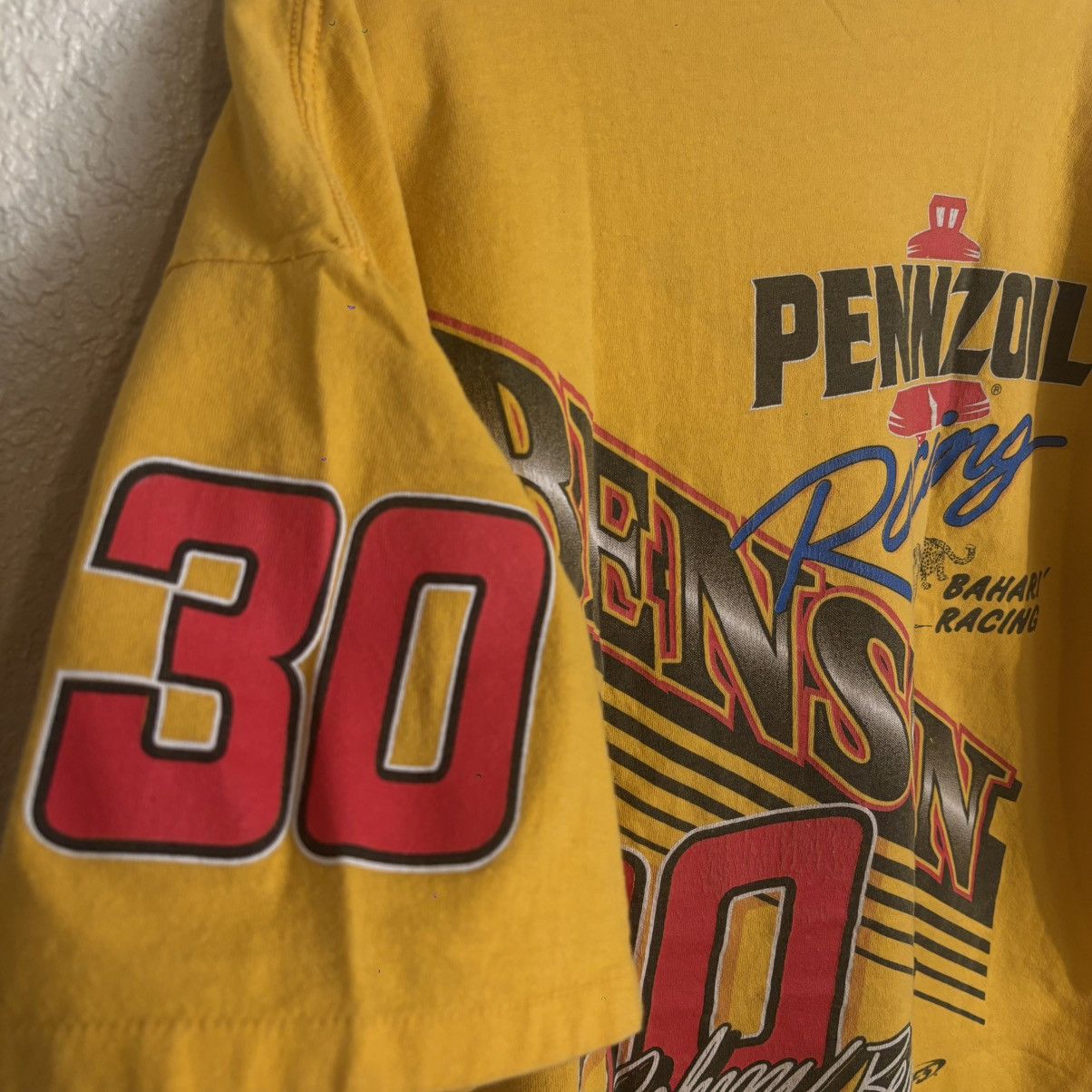 NASCAR Vintage 90s NASCAR Johnny Benson #30 Pennzoil Racing Tee Size US XL / EU 56 / 4 - 3 Thumbnail