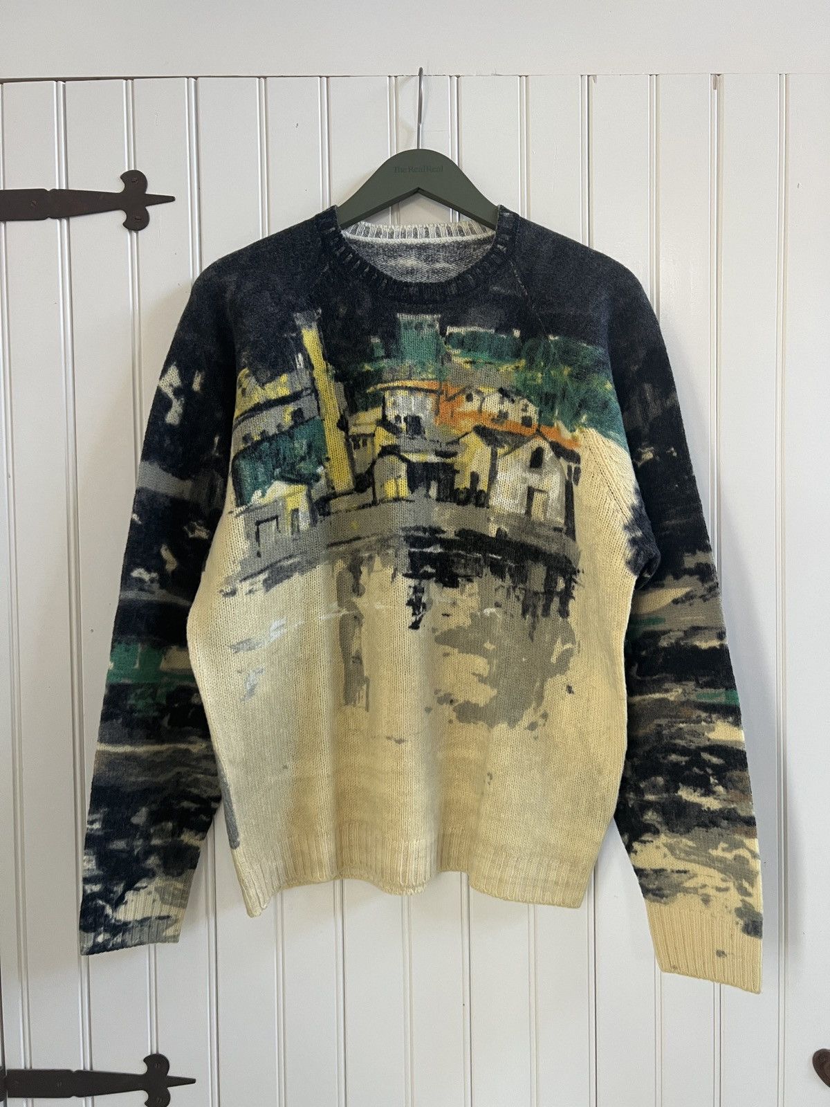 Pre-owned Prada Aw17  Runway Shetland Village Wool Knitted Sweater In Multicolor