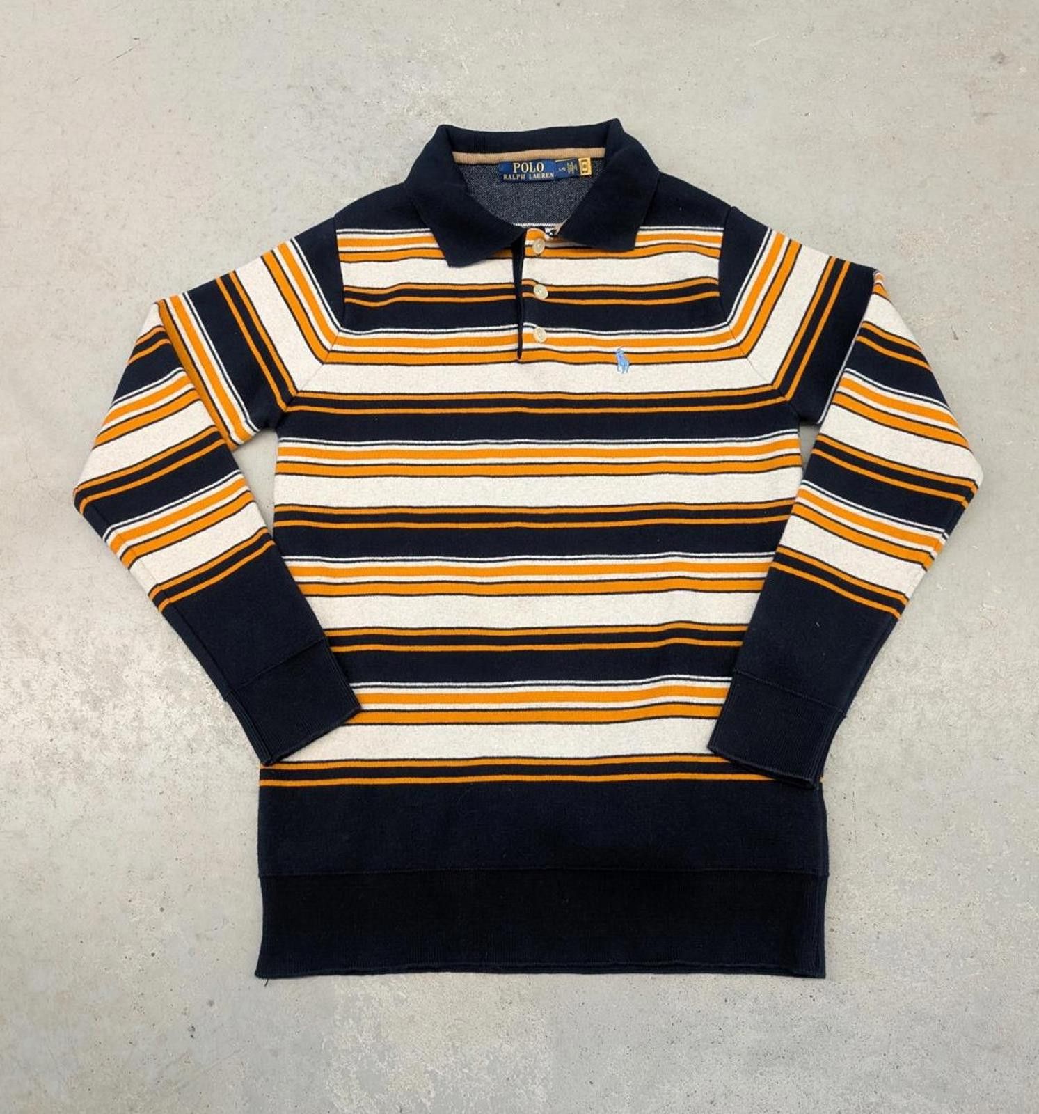 Polo Ralph Lauren Polo Ralph Lauren Orange & Black Stripe Rugby Long Sleeve Size L / US 10 / IT 46 - 1 Thumbnail