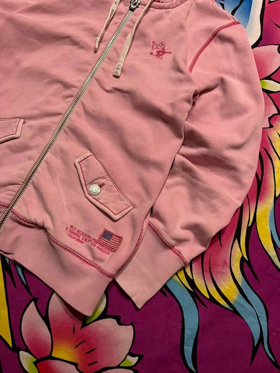 True Religion True Religion zip hoodie y2k style pink big logo Size L / US 10 / IT 46 - 4 Thumbnail