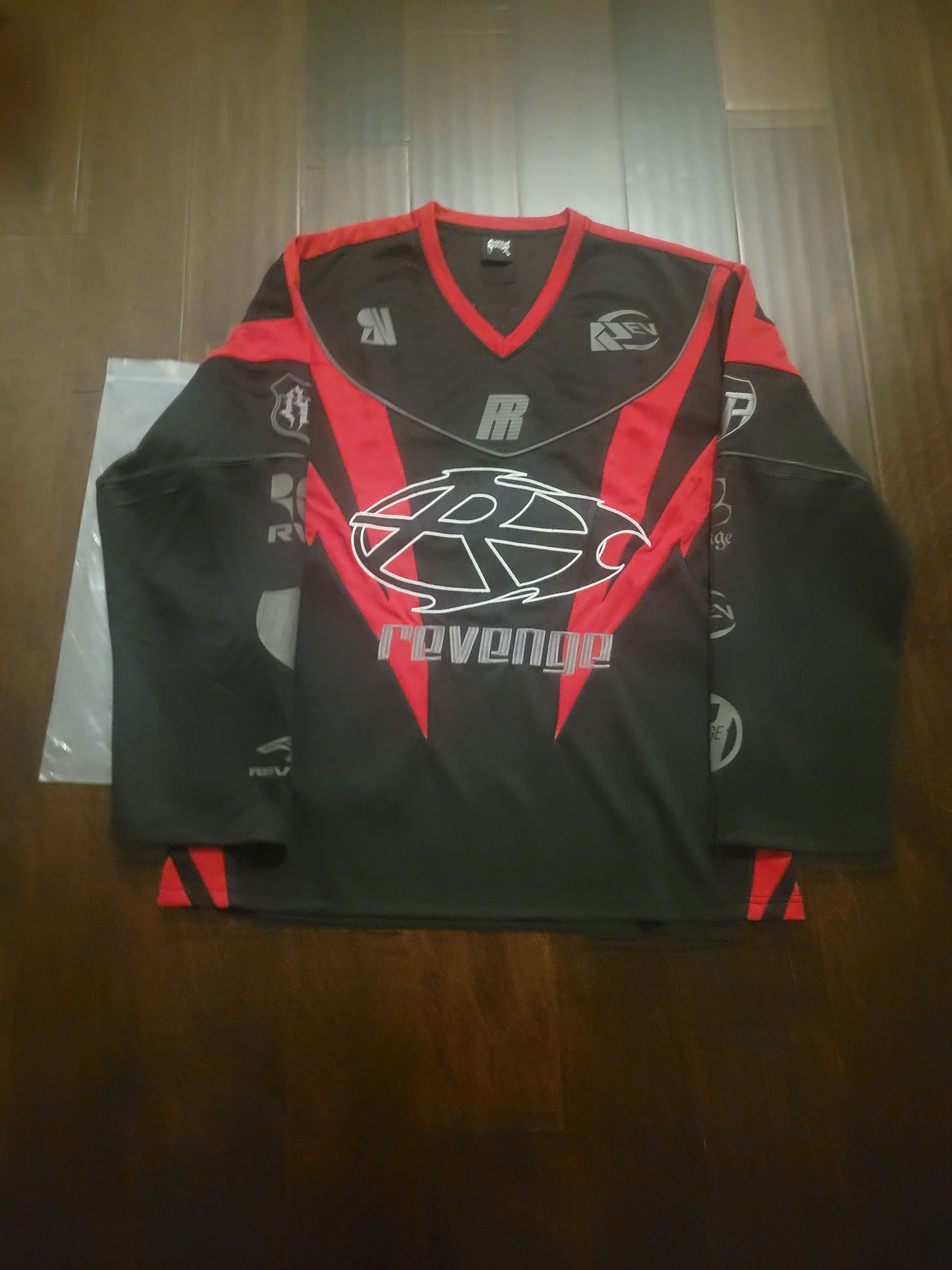 image of Revenge Black Red Moto Racer Patch Jersey, Men's (Size XL)