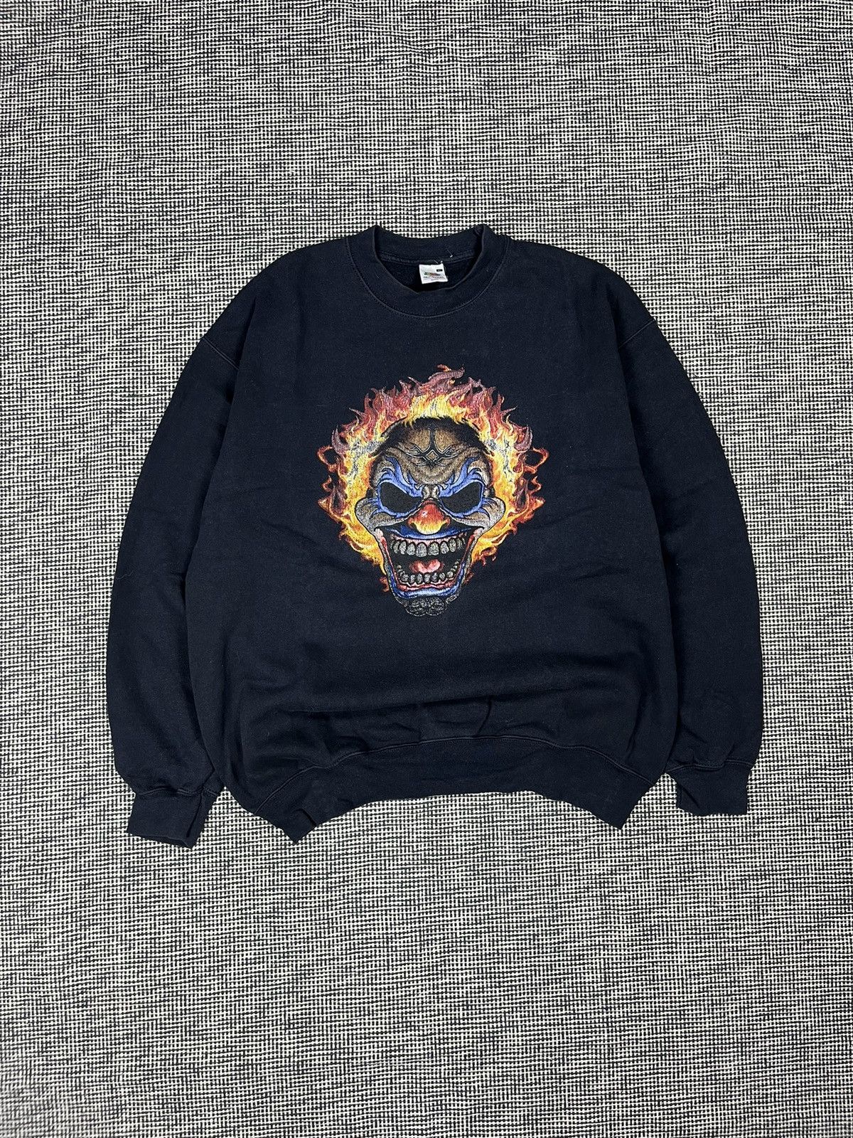 Vintage vintage y2k flaming clown cool graphic boxy faded crewneck Size US XL / EU 56 / 4 - 2 Thumbnail
