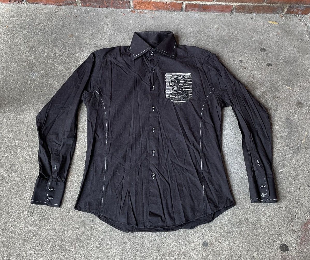 Other a Y2k Rawyalty Grunge Bedazzled Skull Western Button Shirt Size US M / EU 48-50 / 2 - 1 Thumbnail