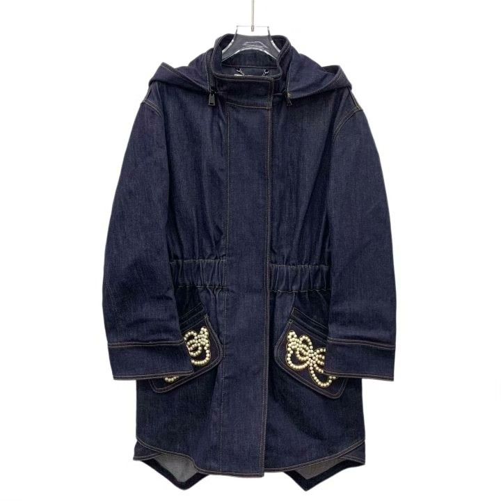Fendi Fendi Pearl Decorated Hooded Denim Jacket Size L / US 10 / IT 46 - 1 Thumbnail