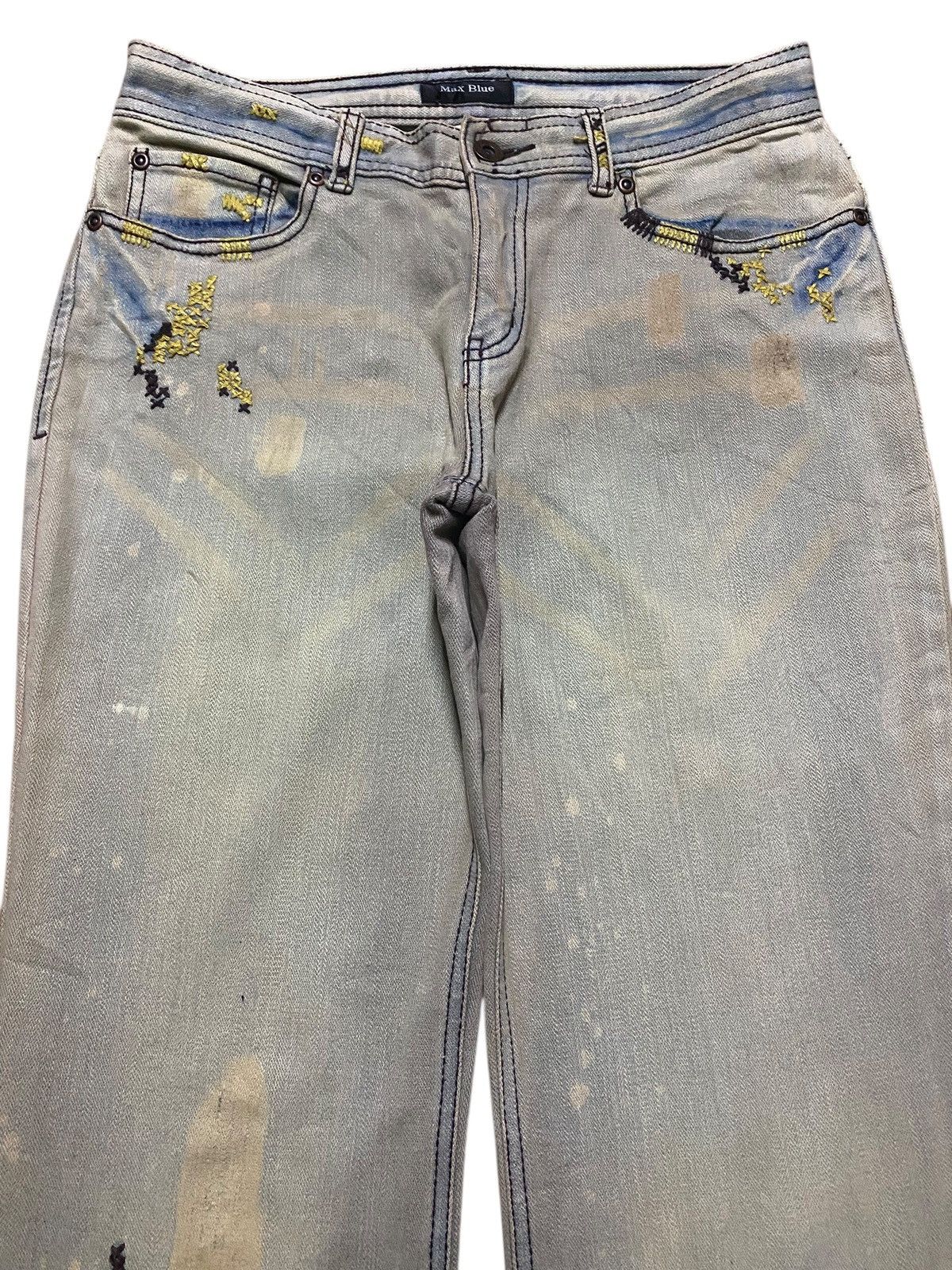 Japan Blue Vintage Max Blue Nice Wash Custom Embroidery Flare Jeans Size US 28 / EU 44 - 3 Thumbnail