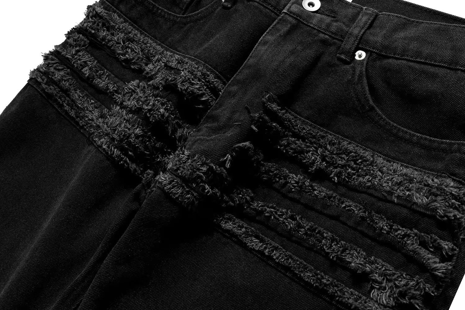 Japanese Brand × Jean Frayed Tassel Black Flare Jeans Size US 33 - 5 Thumbnail