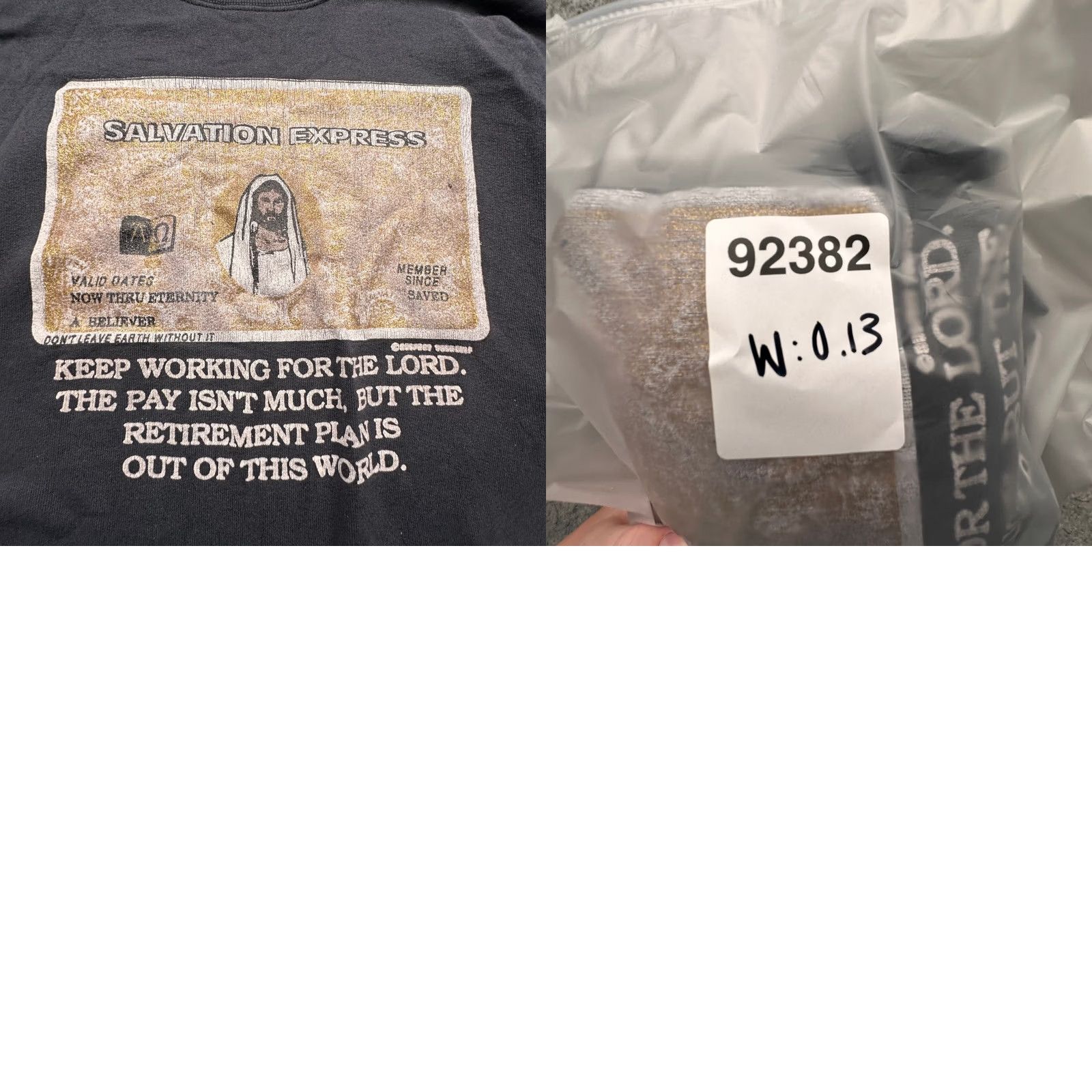 TEE JAYS VINTAGE Salvation Express Jesus Card Sweatshirt Men XL Black Graphic Print 80s 90s Tee Jays Mens Plain Pullover Crew Neck Size US XL / EU 56 / 4 - 8 Thumbnail