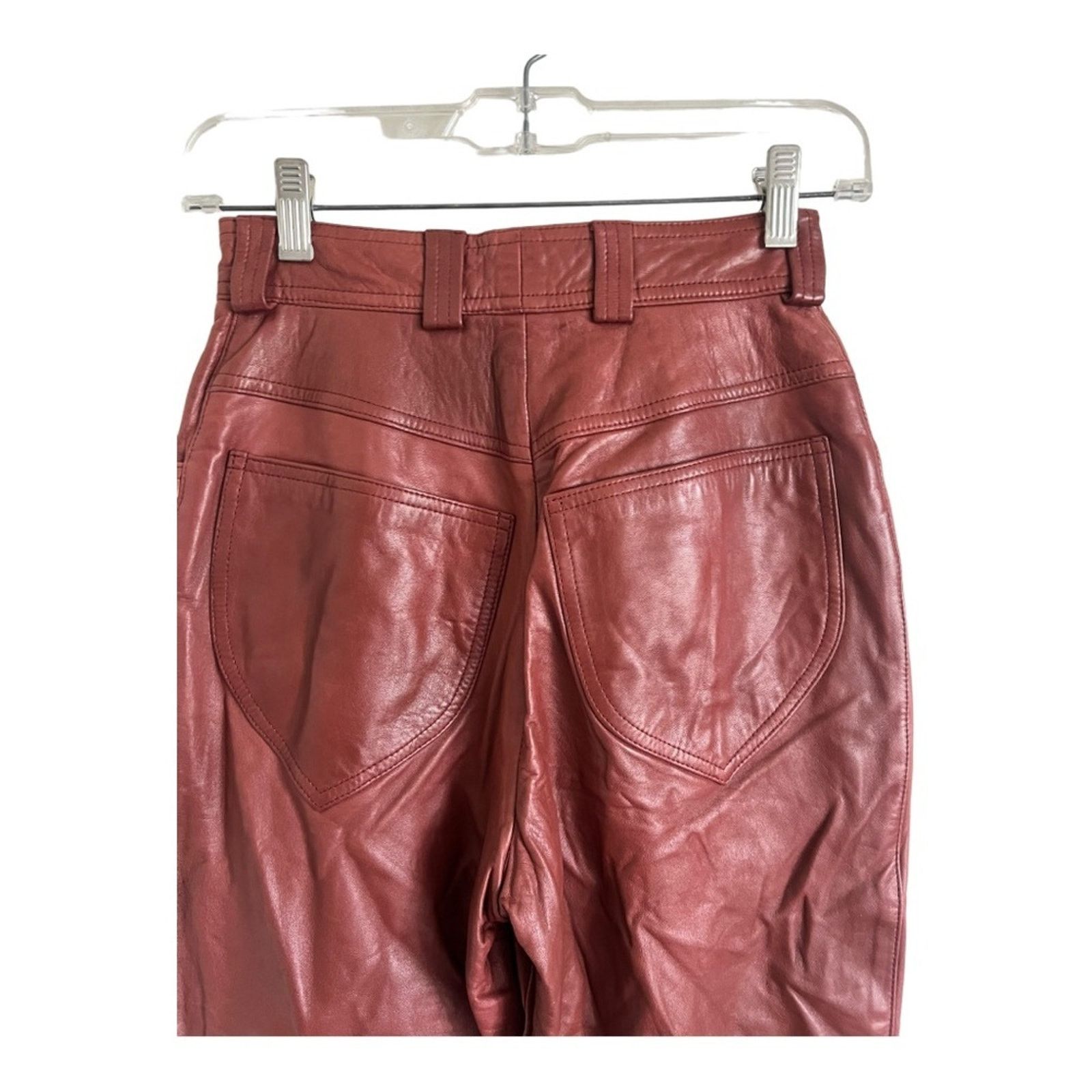 Escada 90s Escada 90s Brown Leather High Waisted Pant Size 34(US S) Size 25" / US 0 / IT 36 - 13 Thumbnail