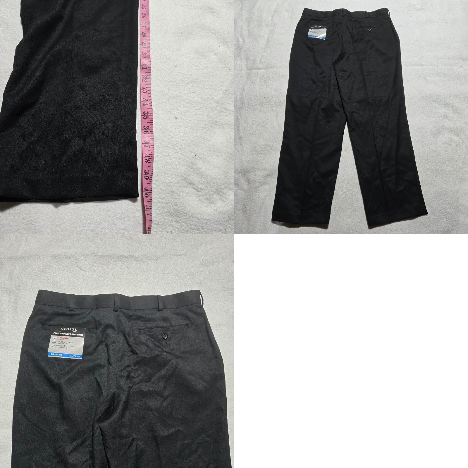 George George Pants Flat Front Black 36x30 Dress Regular Men’s Condensed Size US 36 / EU 52 - 8 Thumbnail