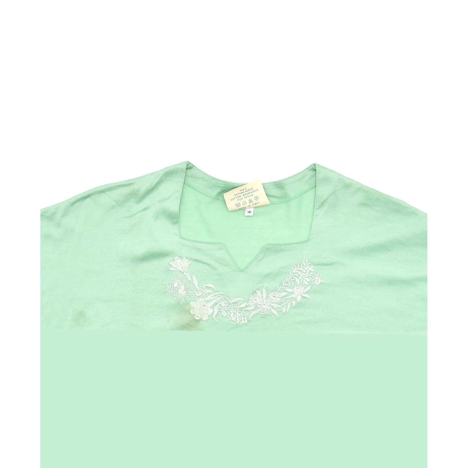 Vintage VINTAGE M & G Womens Short Sleeve Tunic Top IT 48 XL Green Cotton PO10 Size XL / US 12-14 / IT 48-50 - 6 Thumbnail