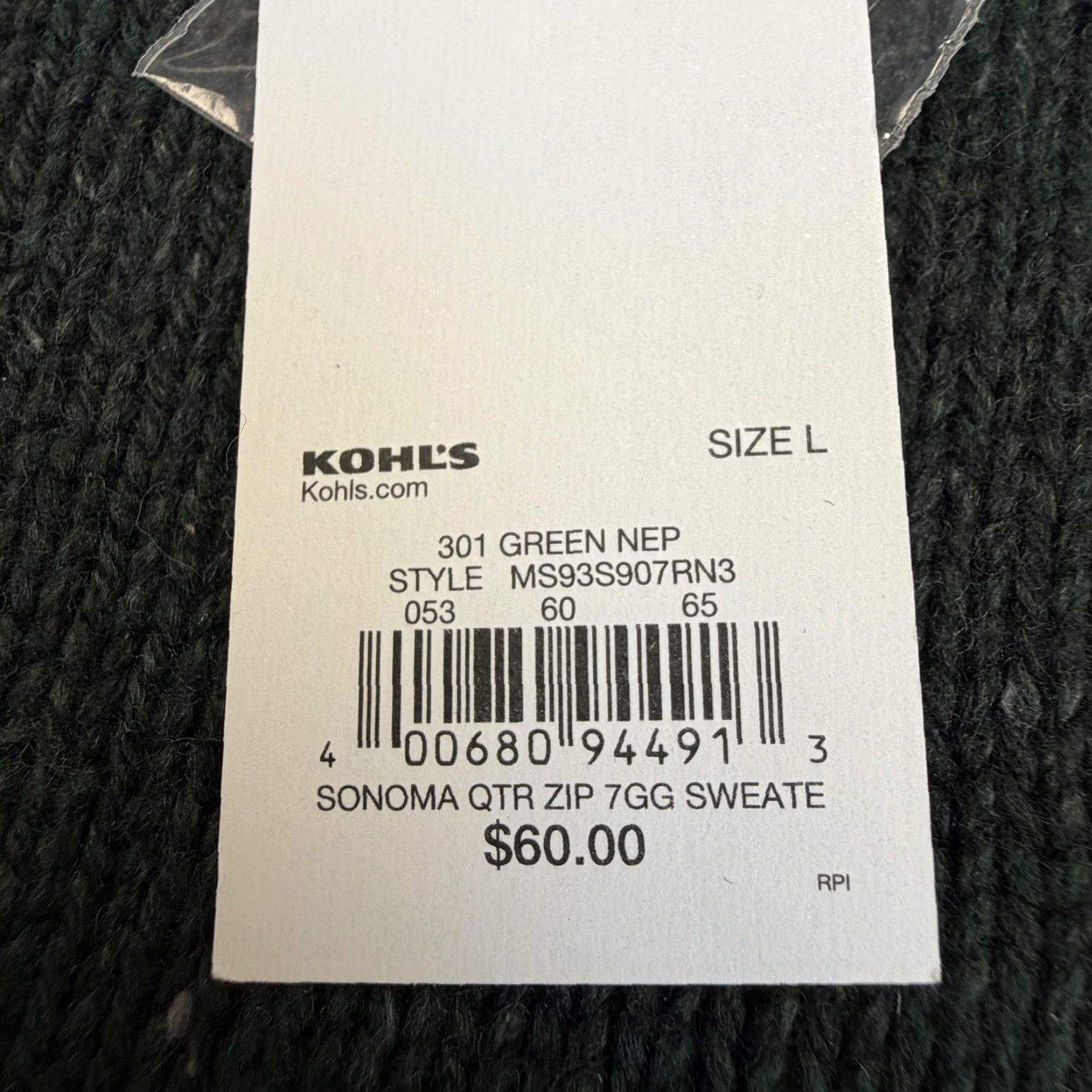 Vintage Sonoma Sweater Mens Large Green Quarter Zip Mock Neck Knit Pullover Casual Size US L / EU 52-54 / 3 - 3 Thumbnail