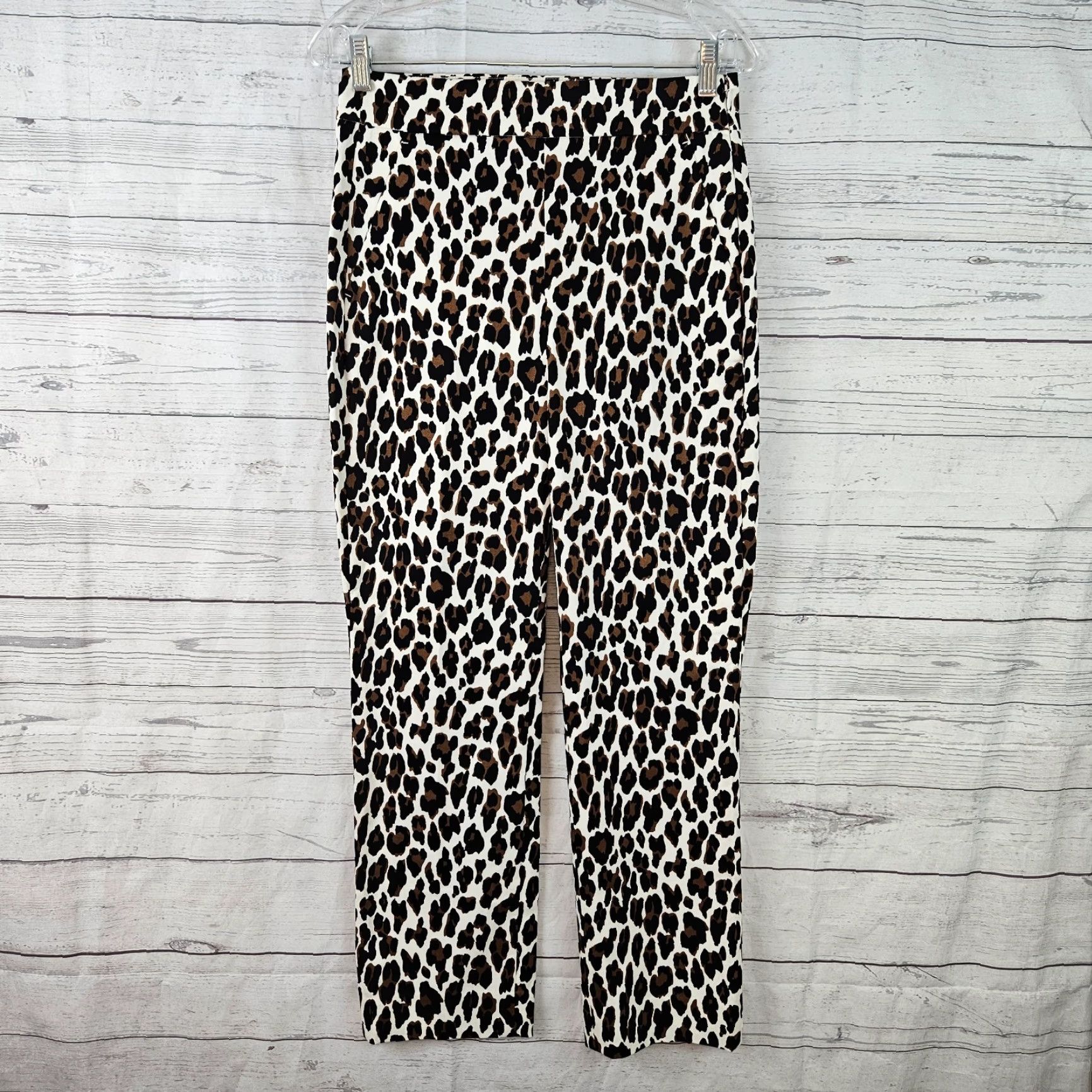 J.Crew J Crew Womens Pant Remi Leopard Sz 4 Black Brown Side Zip High Rise Size 27" / US 4 / IT 40 - 2 Thumbnail