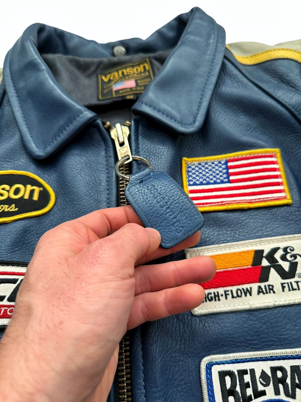 Vanson Leathers 1/1 Genesis NYC Blue Leather Zip Jacket Size US L / EU 52-54 / 3 - 5 Thumbnail