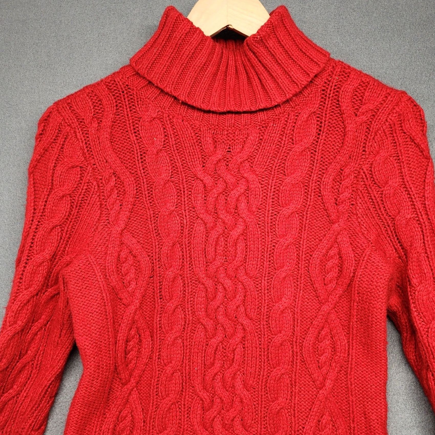 Ralph Lauren VINTAGE Ralph Lauren Sweater Womens Large Petite Red Cable-Knit Turtleneck Wool Blend Pullover Long Sleeve Womens Men’s? Size L / US 10 / IT 46 - 7 Thumbnail