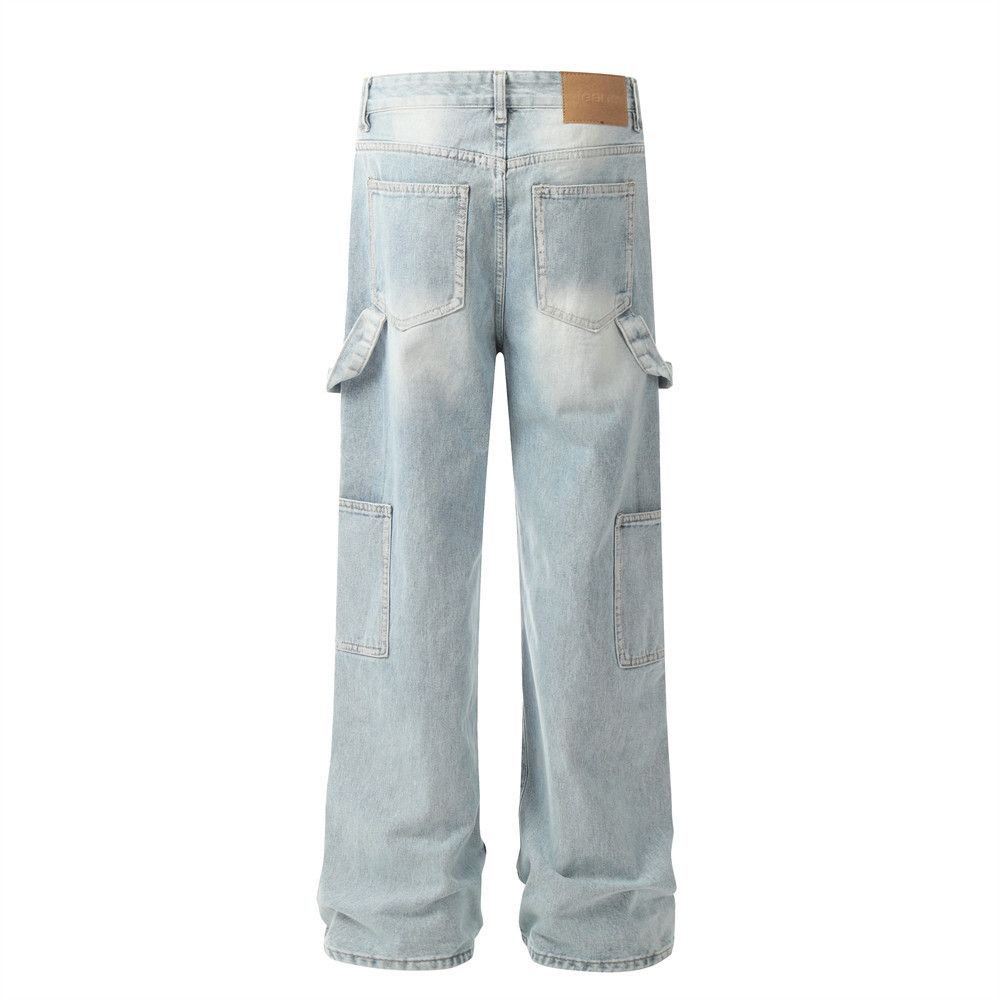 Japanese Brand × Jean Men's washed loose ribbon straight stitching cargo jeans Size US 32 / EU 48 - 3 Thumbnail