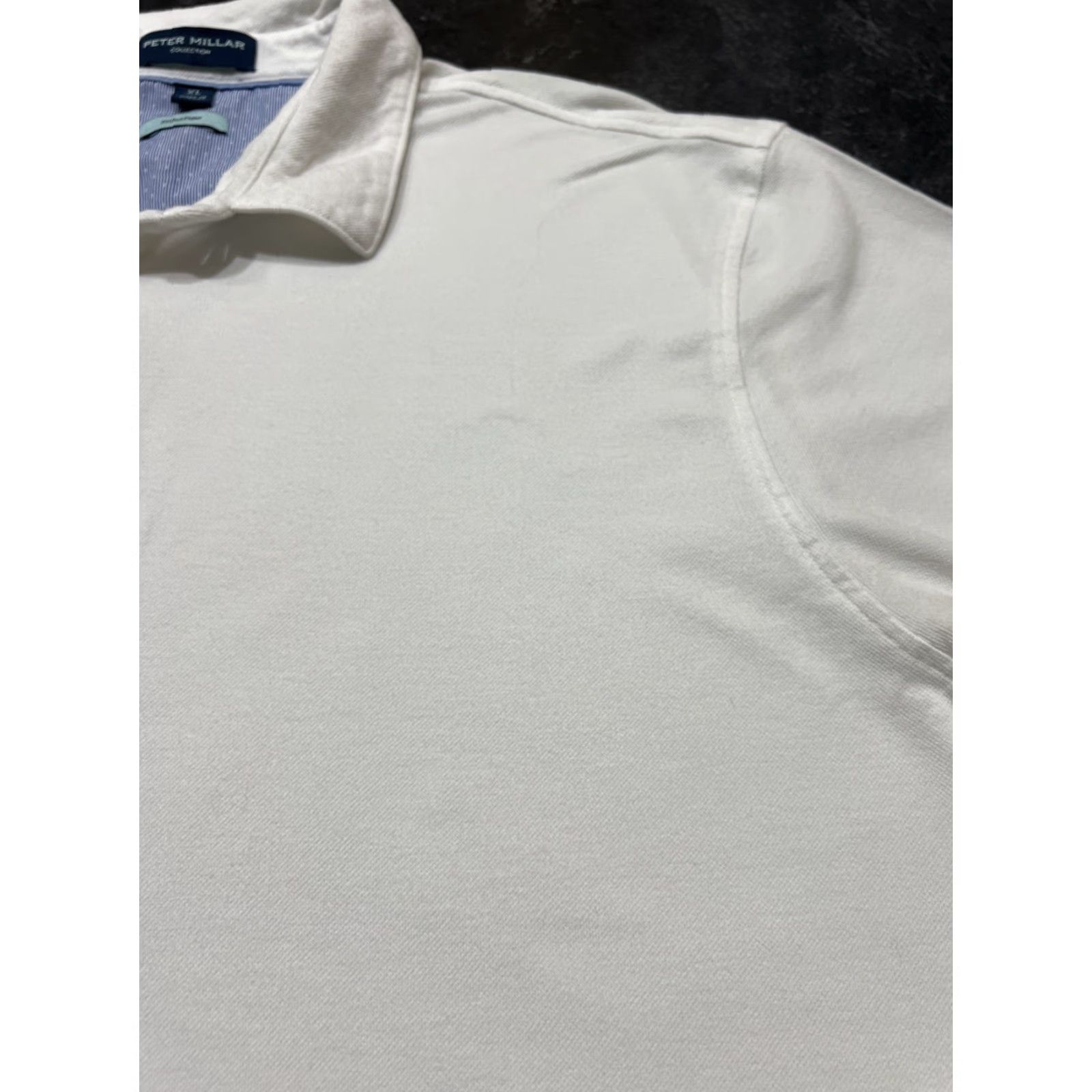 Peter Millar Peter Millar Men's Polo Shirt S/S White Solid Short Sleeve Collared Button Pullover Golf Casual Activewear Stretch Logo 100% Wearable Size US M / EU 48-50 / 2 - 3 Thumbnail