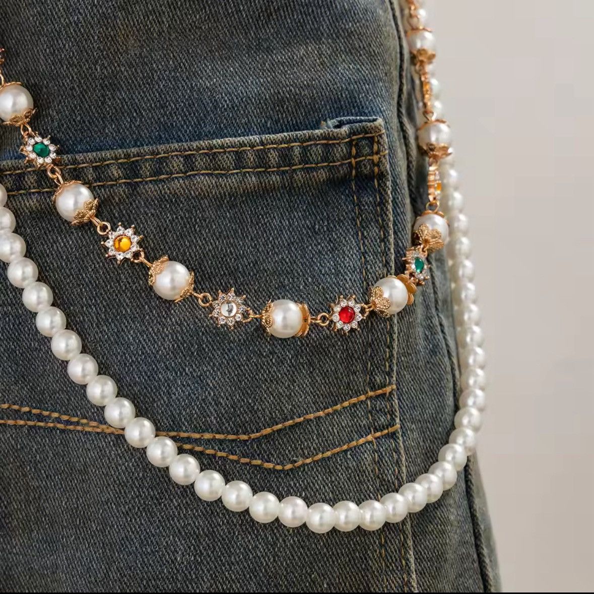 Other Salircon Exquisite Luxury Imitation Pearl Keychain Wallet Size ONE SIZE - 2 Thumbnail