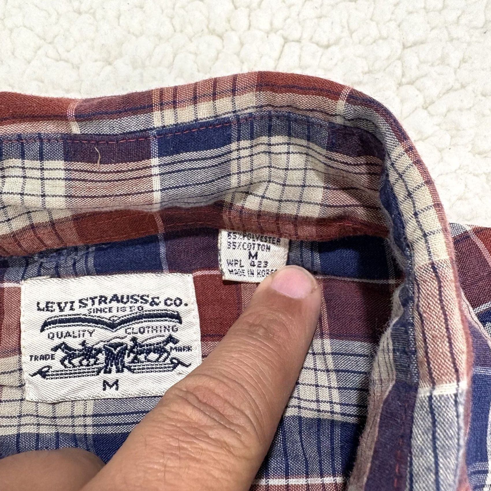 Levi's VINTAGE Levi's Western Pearl Snap Shirt Mens M Red Blue Plaid 70s 80s Cowboy Western Casual Size US M / EU 48-50 / 2 - 7 Thumbnail