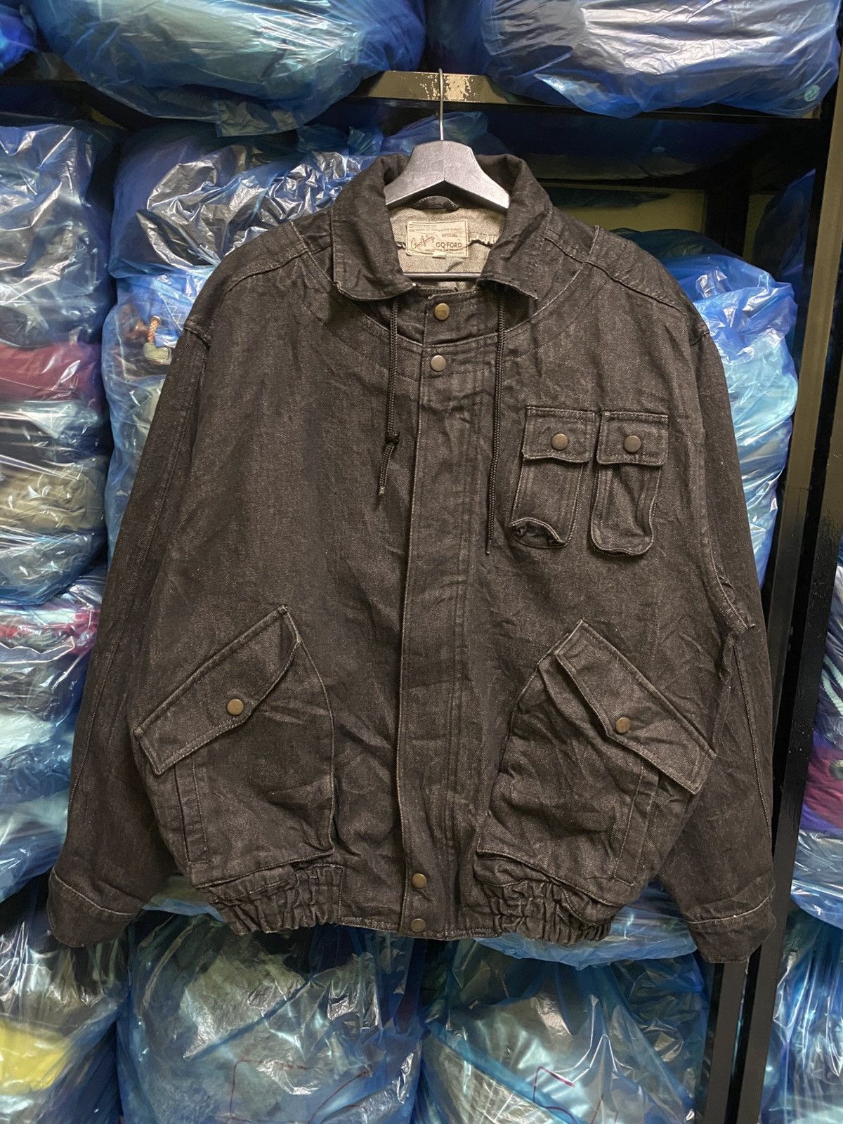 GQ VINTAGE 90s GQ FORD DARK GREY DENIM BOMBER JACKET Size US L / EU 52-54 / 3 - 1 Thumbnail